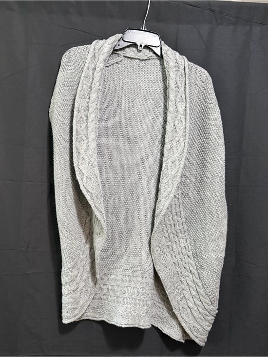 Sweaters - Cozy Cable Knit Open-Front Women's Sweater Cardigan - Light Gray